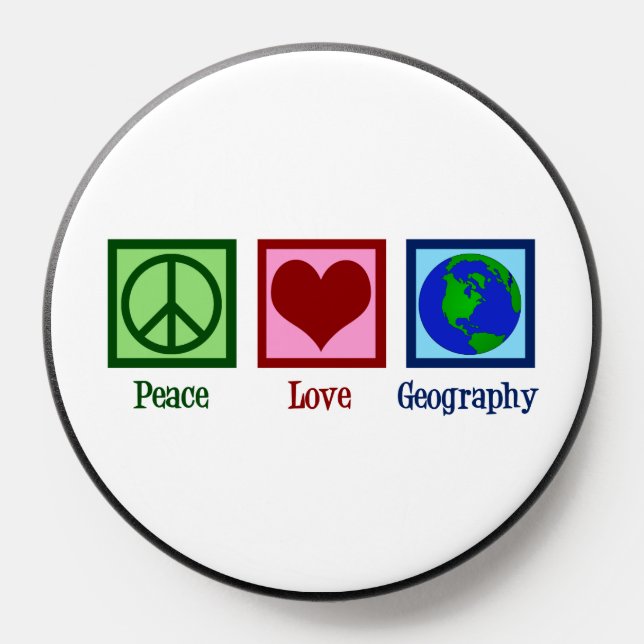 Peace Love Geography Teacher World Map PopSocket (Popsocket)