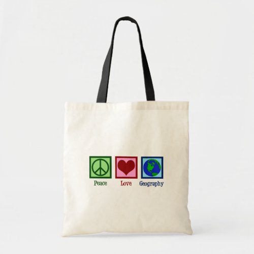 Peace Love Geography Teacher World Map Tote Bag