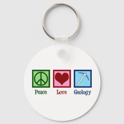 Peace Love Geology Keychain