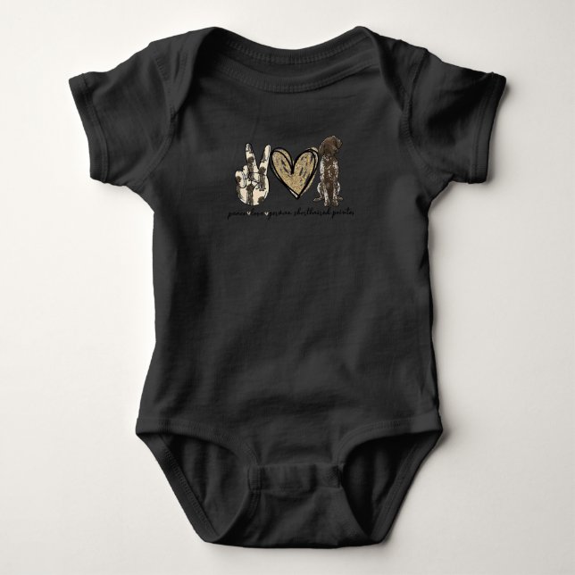 Peace Love German Shorthaired Pointer Baby Bodysuit (Front)