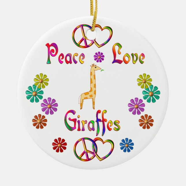 PEACE LOVE GIRAFFES CERAMIC ORNAMENT (Front)