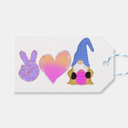 Peace Love Gnome  Cute Easter Pastel Sublimation Gift Tags