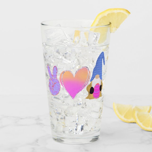 Peace Love Gnome | Cute Easter Pastel Sublimation Glass (Back Ice)