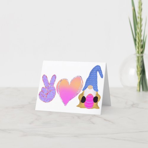 Peace Love Gnome  Cute Easter Pastel Sublimation Holiday Card