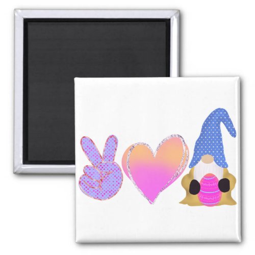 Peace Love Gnome  Cute Easter Pastel Sublimation Magnet