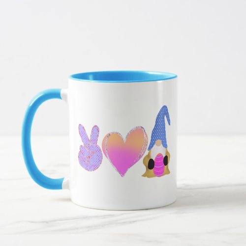 Peace Love Gnome  Cute Easter Pastel Sublimation Mug