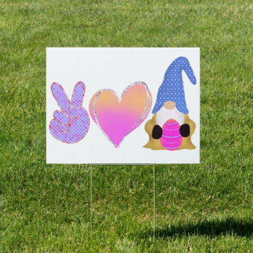 Peace Love Gnome  Cute Easter Pastel Sublimation Sign