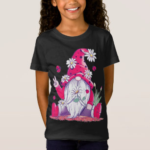 Peace Love Gnome Lady Bugs Hippie Gnomes Daisies D T-Shirt