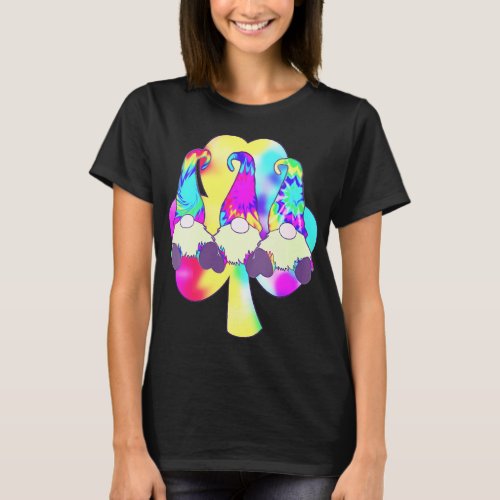 Peace Love Gnome Rainbow Clover Hippie Gnome Decor T_Shirt