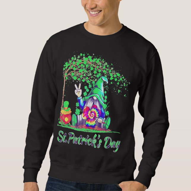 Peace Love Gnome St. Patrick's Day Hippie Gnome De Sweatshirt (Front)
