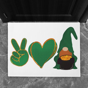 Peace Love Gnome St Patrick's Day Sublimation Doormat