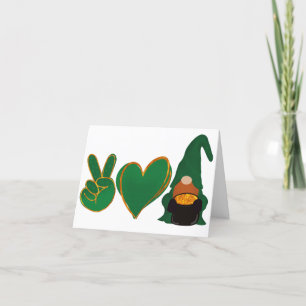 Peace Love Gnome St Patrick's Day Sublimation Holiday Card