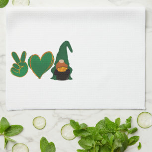 Peace Love Gnome St Patrick's Day Sublimation Kitchen Towel