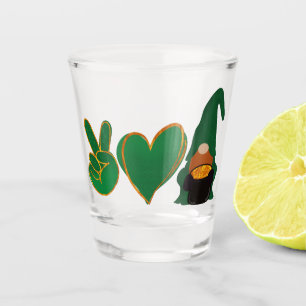 Peace Love Gnome St Patrick's Day Sublimation Shot Glass