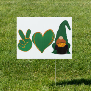 Peace Love Gnome St Patrick's Day Sublimation Sign