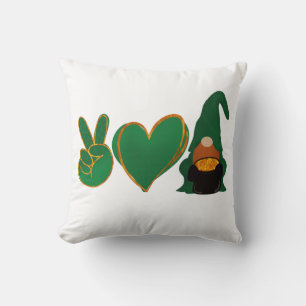 Peace Love Gnome St Patrick's Day Sublimation Throw Pillow