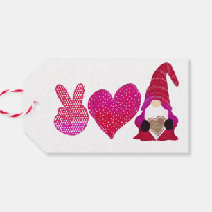Peace Love Gnome Valentine Day Sublimation Gift Tags