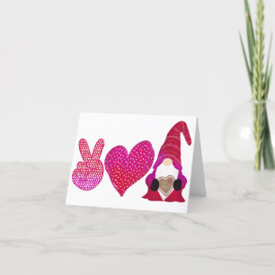 Peace Love Gnome Valentine Day Sublimation Holiday Card