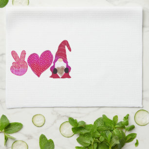 Peace Love Gnome Valentine Day Sublimation Kitchen Towel