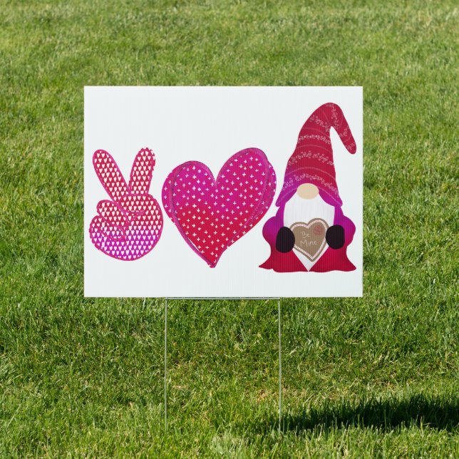 Peace Love Gnome | Valentine Day Sublimation Sign (Insitu)