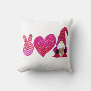 Peace Love Gnome   Valentine Day Sublimation Throw Pillow