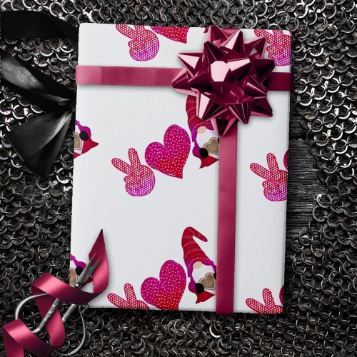 Peace Love Gnome  Valentine Day Sublimation Wrapping Paper