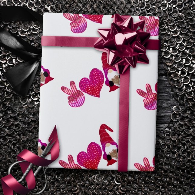 Peace Love Gnome | Valentine Day Sublimation Wrapping Paper (Creator Uploaded)