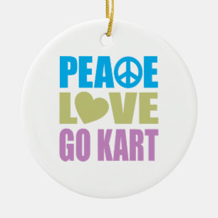 Peace Love Go Kart Ceramic Ornament