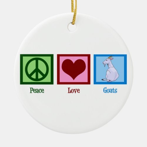 Peace Love Goats Cute Farm Animal Christmas Ceramic Ornament