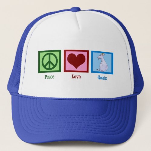Peace Love Goats Cute Farmer Trucker Hat