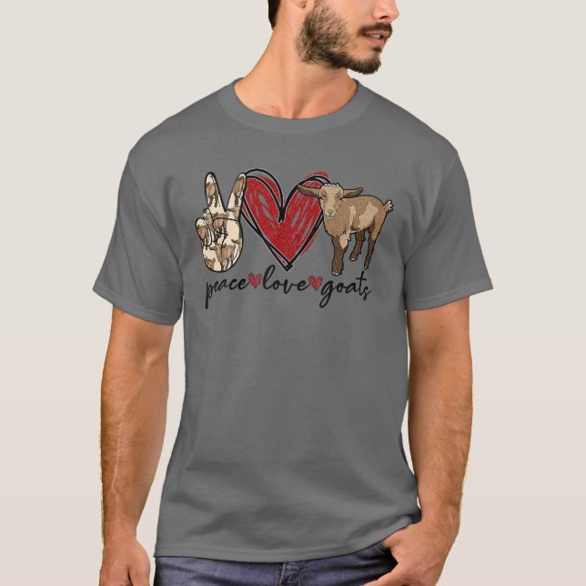 Peace Love Goats Farm Girl Goat Lover Gift Funny G T-Shirt (Front)