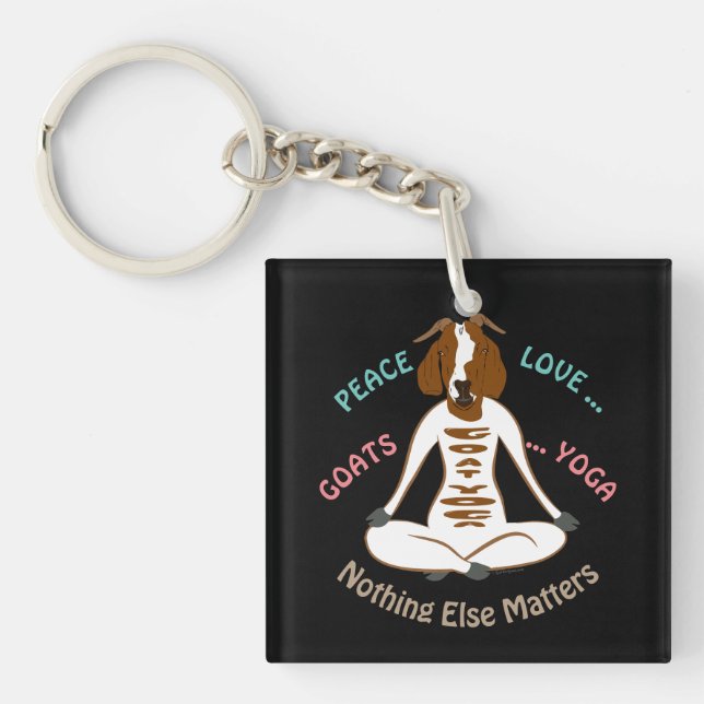 PEACE LOVE GOATS YOGA | GetYerGoat™ Keychain (Front)