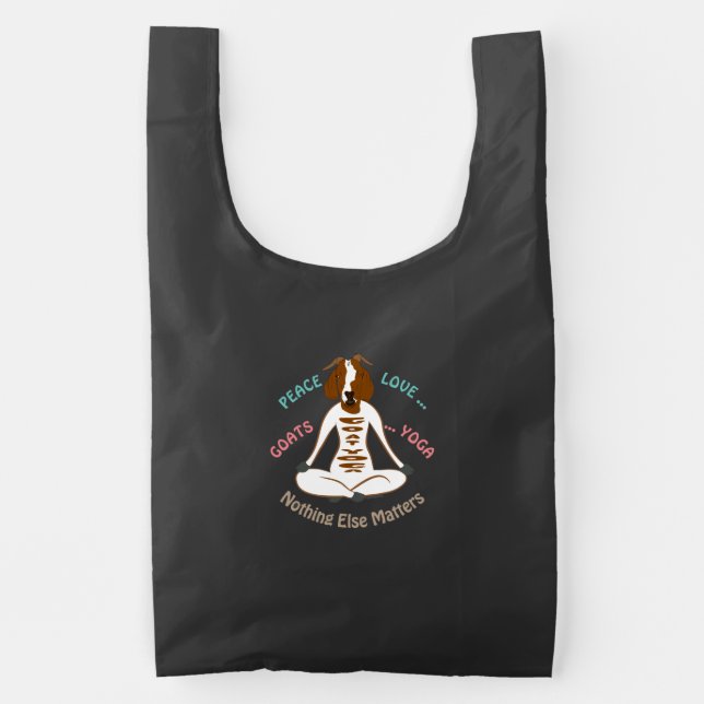PEACE LOVE GOATS YOGA | GetYerGoat™ Reusable Bag (Front)