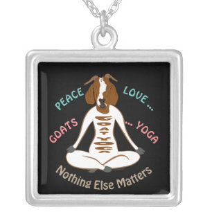 PEACE LOVE GOATS YOGA   GetYerGoat™ Silver Plated Necklace