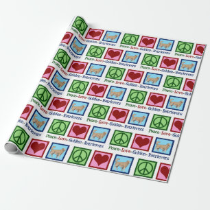 Peace Love Golden Retriever Christmas Wrapping Paper