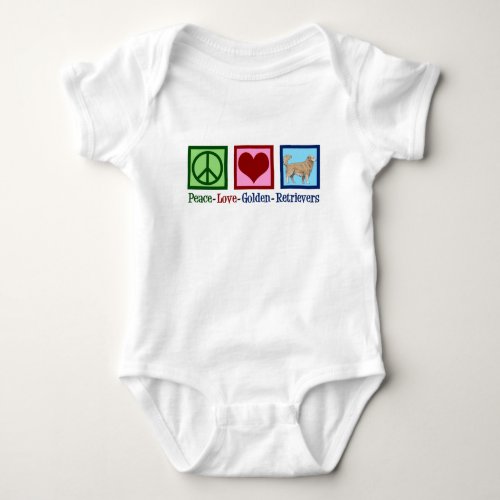 Peace Love Golden Retriever Cute Baby Bodysuit