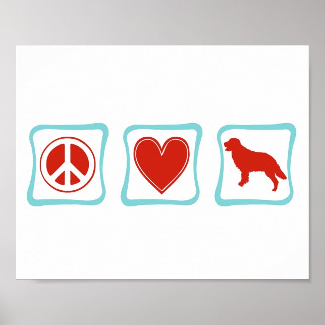 Peace Love Golden Retriever Squares Poster (Front)