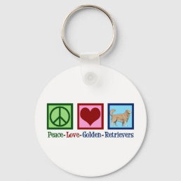 Peace Love Golden Retrievers Keychain
