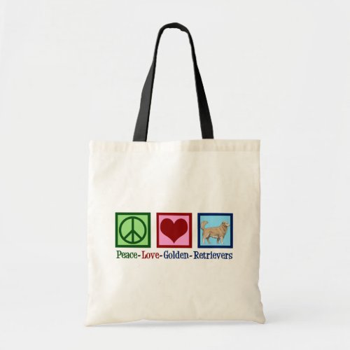 Peace Love Golden Retrievers Tote Bag