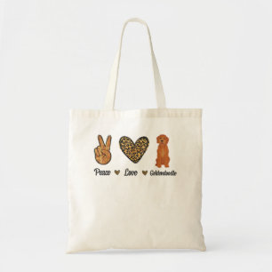 Peace Love Goldendoodle Leopard Lover Pet Dog Pupp Tote Bag