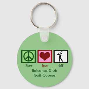 Peace Love Golf Custom Country Club or Course Keychain