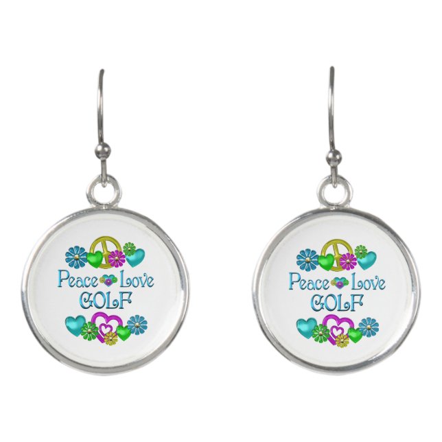 Peace Love Golf Earrings (Front)