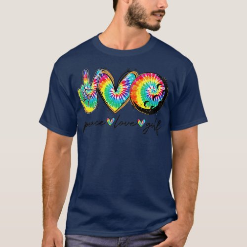 Peace Love Golf Funny ie Dye Golf Lovers  T_Shirt