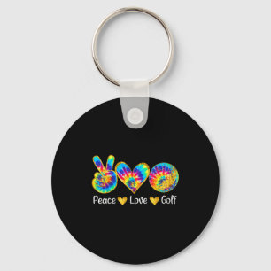 Peace Love Golf Funny Tie Dye Golf Lovers Keychain