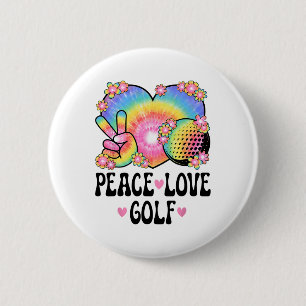 Peace Love Golf Lover 60s 70s Hippie Outfit Cute G Button