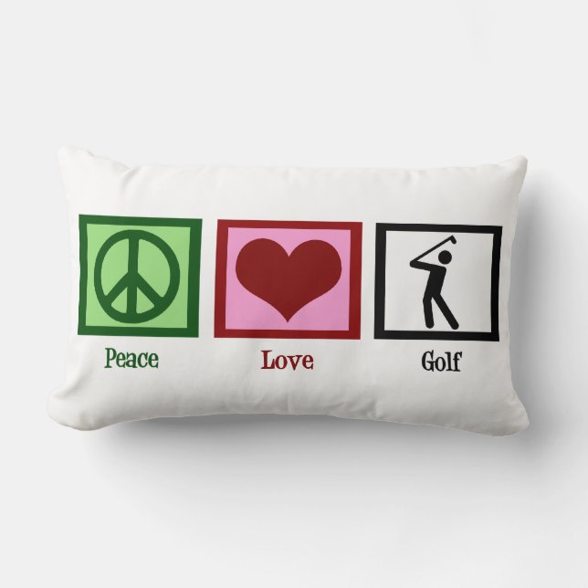 Peace Love Golf Lumbar Pillow (Front)