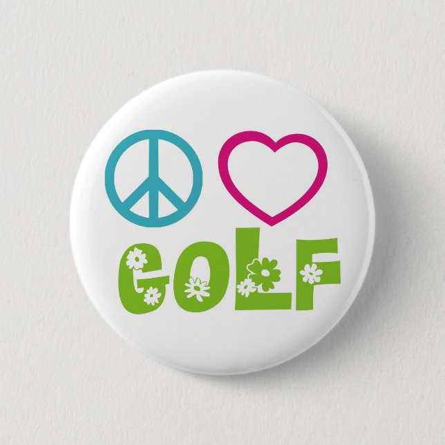 Peace Love Golf Pinback Button (Front)