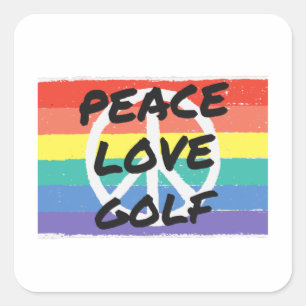 Peace. Love. Golf Square Sticker