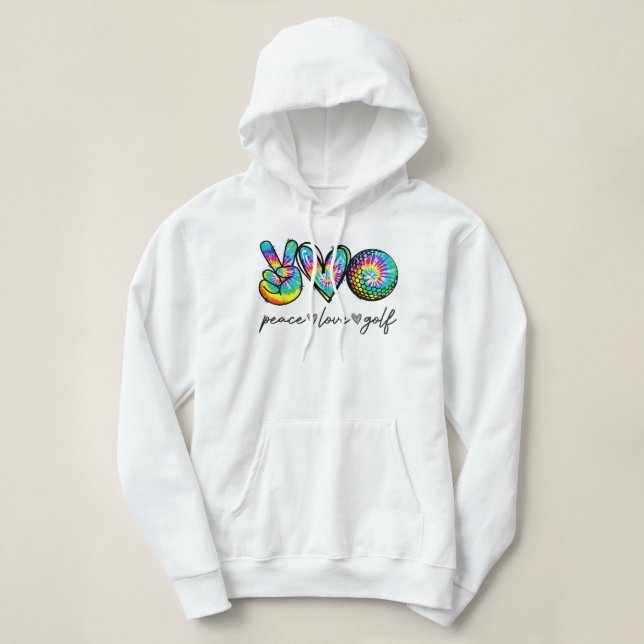 Peace Love Golf Tie Dye Cute Golf Lovers  Hoodie (Design Front)
