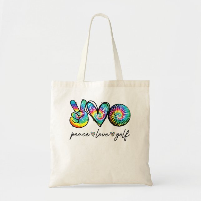 Peace Love Golf Tie Dye Cute Golf Lovers  Tote Bag (Front)